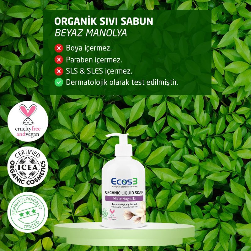 ECOS3 ORGNAİK SIVI SABUN BEYAZ MANOLYA