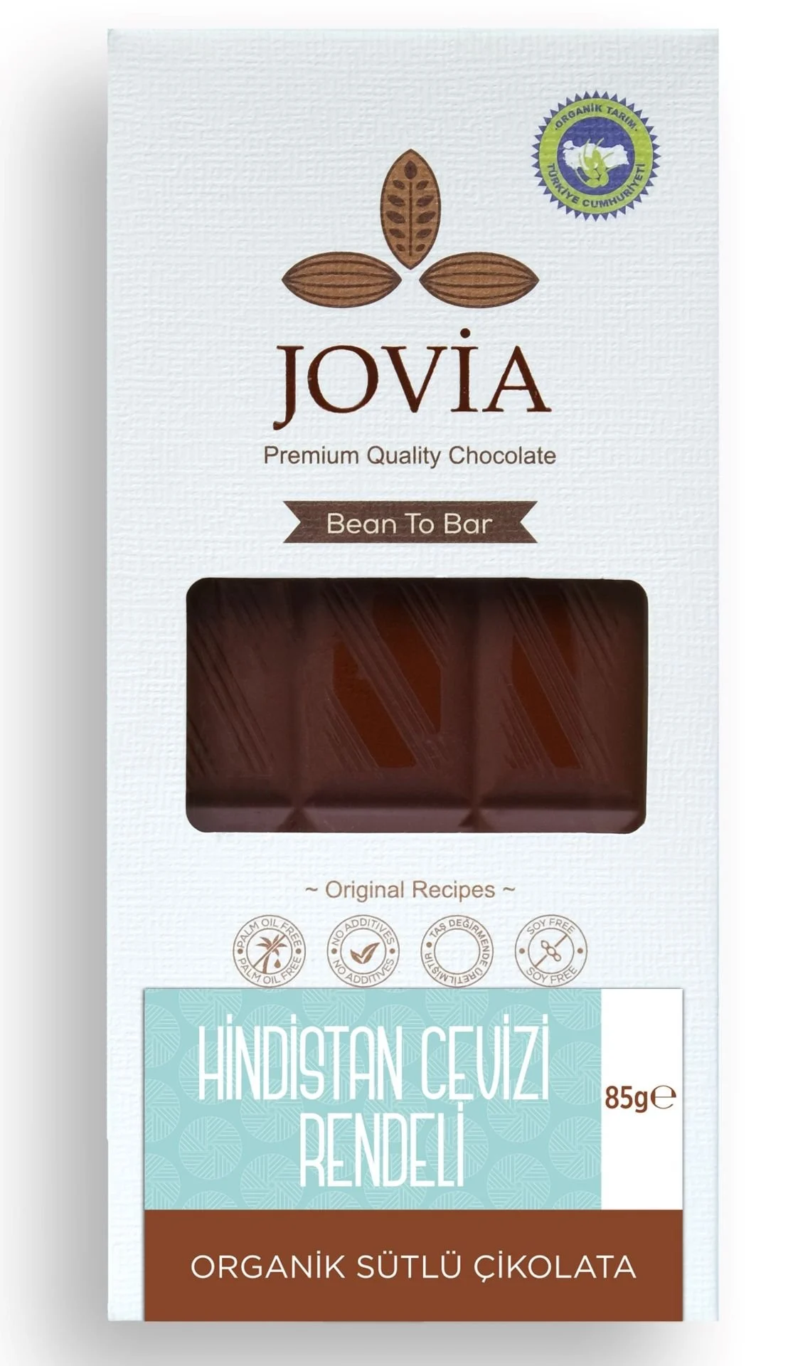 JOVİA ORGANİK H.CEVİZİ RENDELİ SÜTLÜ ÇİKOLATA 85G