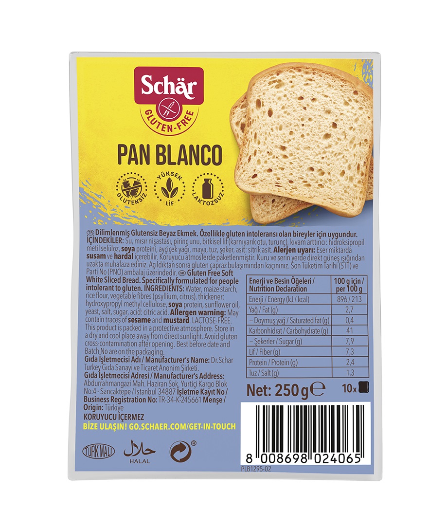 SCHAR PAN BLANCO GULUTENSİZ EKMEK 250 GR