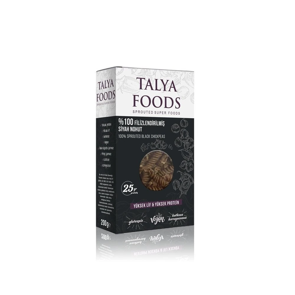 TALYA FOODS %100 FİLİZLENDİRİLMİŞ SİYAH NOHUT MAKARNASI 200 GR