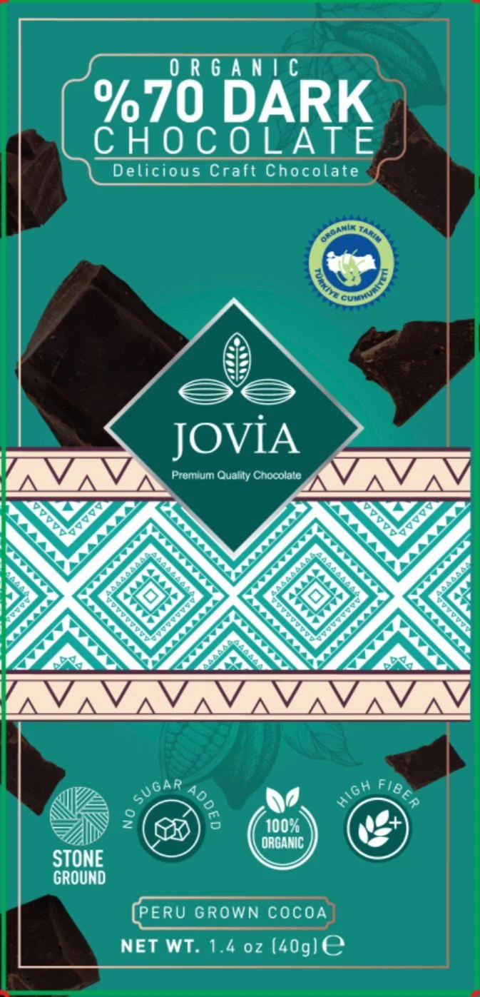 JOVİA ORGANİK %70 BİTTER ÇİKOLATA ŞEKERSİZ 40 GR