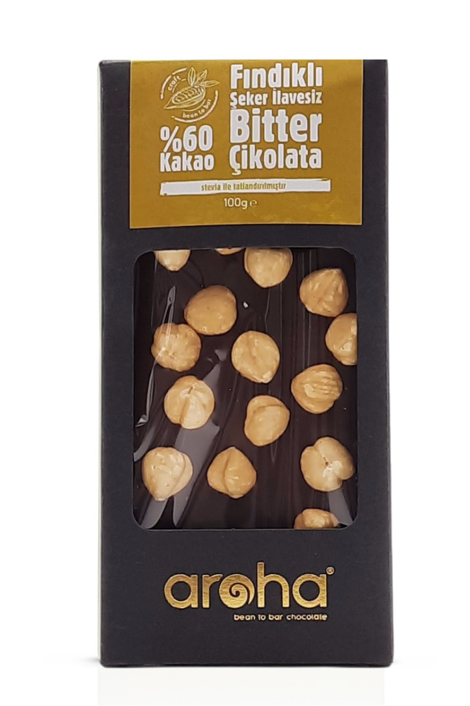 AROHA %60 FINDIKLI STEVİALI ÇİKOLATA 100 GR