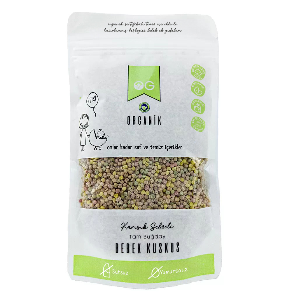 OG KARIŞIK SEBZELİ TAM BUĞDAY BEBEK KUSKUS 250 GR.