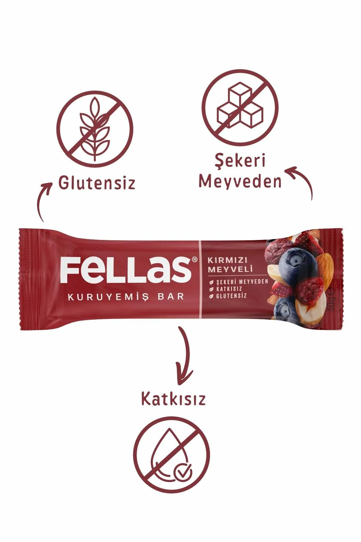 FELLAS KURUYEMİŞ BAR KIRMIZI MEYVELİ
