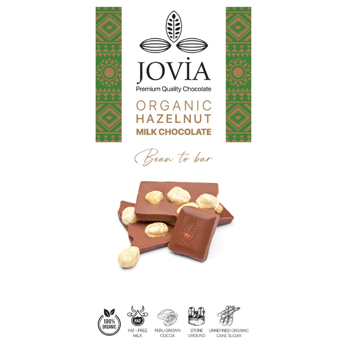 JOVİA ORGANİK FINDIKLI SÜTLÜ ÇİKOLATA 85G