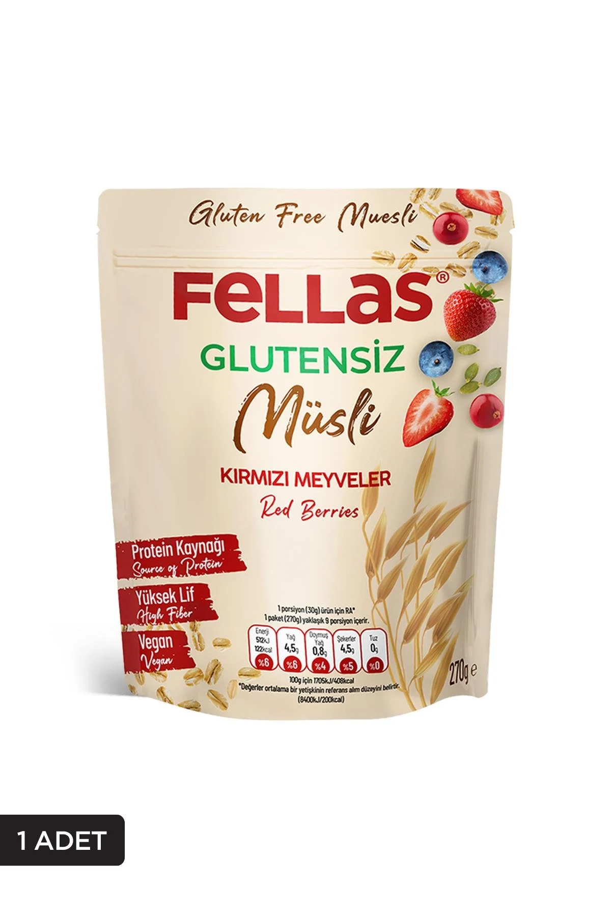 FELLAS GLUTENSİZ MÜSLİ KIRMIZI MEYVELER