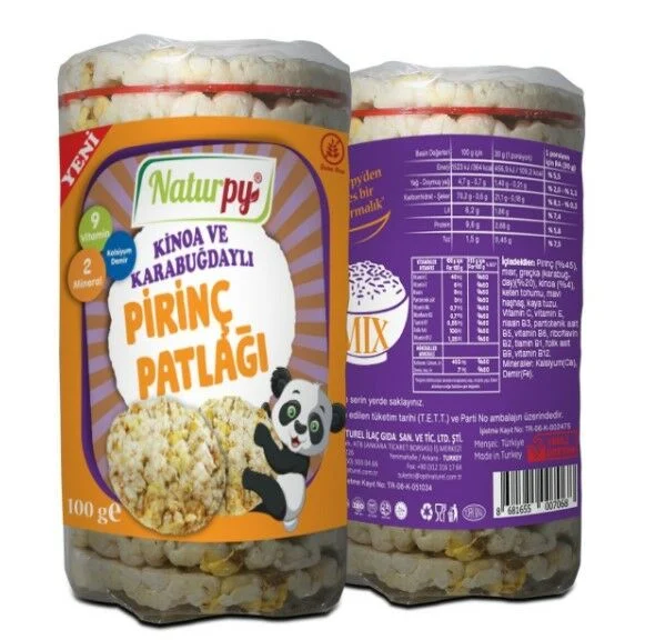 NATURPY GLUTENSİZ KİNAO VE KARABUĞDAY PİRİNÇ PATLAĞI 100 GR
