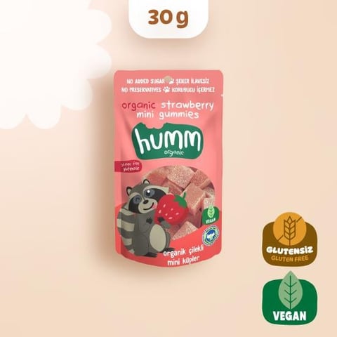 HUMM ORGANİK ÇİLEKLİ MİNİK KÜPLER 30G